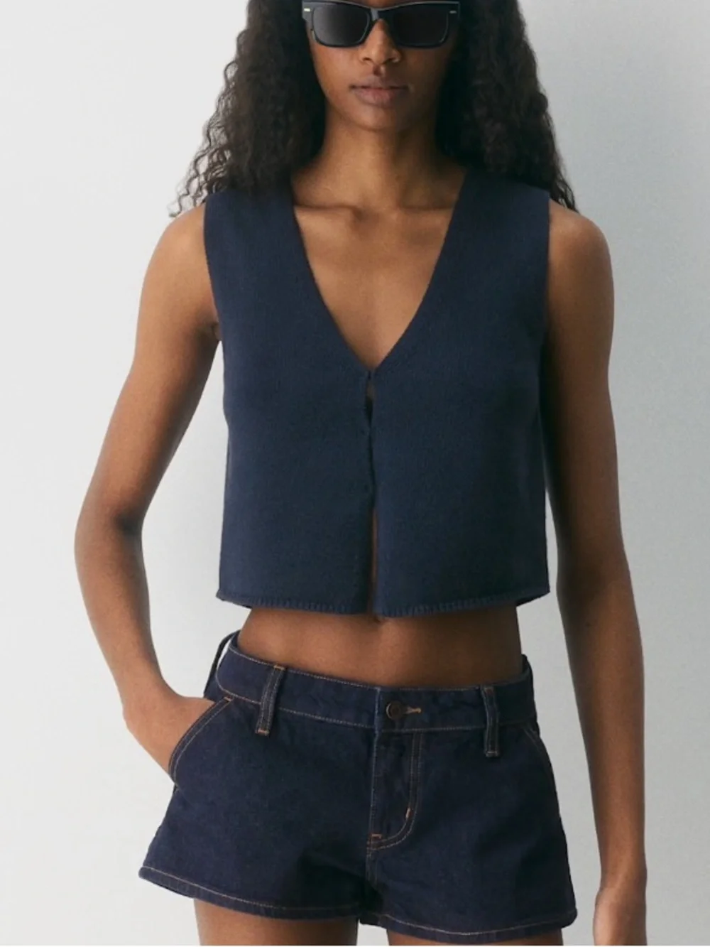 Aritzia Admiral Cotton Charm Navy Basque Sweater Vest - Picture 8 of 8